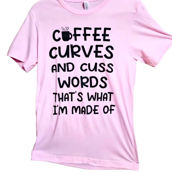 Tops - Pink and Black Short Sleeve Graphic Tee